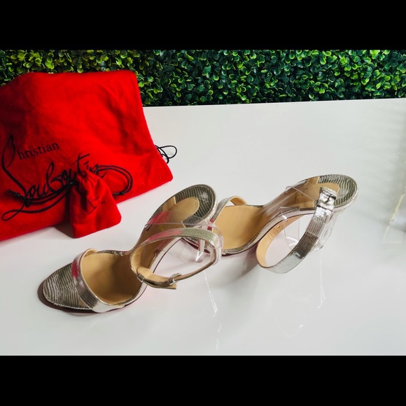 Christian Louboutin Silver/ Champagne Jonatina PVC - Picture 4 of 7